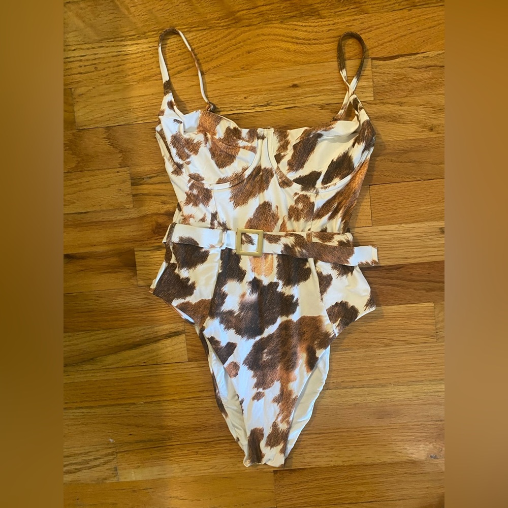 WE WORE WHAT COW PRINT ONE PIECE